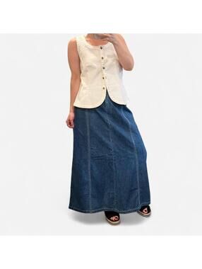 Vintage Y2K Denim Maxi Skirt A-Line